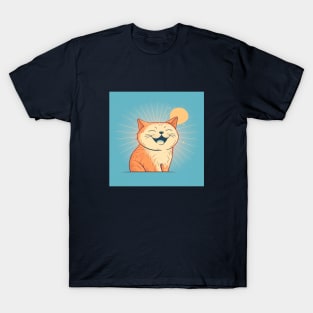 Illustration of happy red haired cat with closed eyes T-Shirt